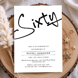 Minimalistisches Script Adult 60. Geburtstagsparty Einladung