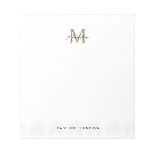 Minimalistisches Script Anahaw-Blätter Gold Monogr Notizblock (Vorderseite)