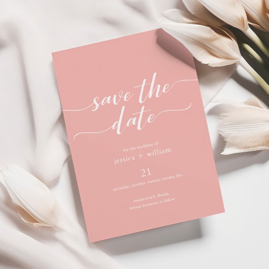 Minimalistisches Script Apricot Save the Date Einladung