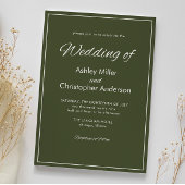 Minimalistisches Script Army Green Wedding Einladung