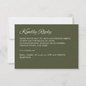 Minimalistisches Script Army Green Wedding RSVP Karte (Vorderseite)