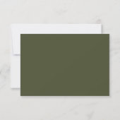 Minimalistisches Script Army Green Wedding RSVP Karte (Rückseite)