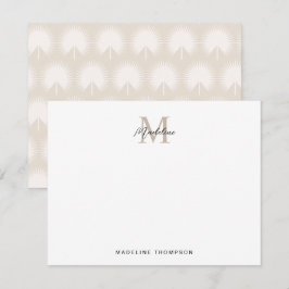 Minimalistisches Script Beige Anahaw-Blätter Monog Mitteilungskarte