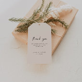 Minimalistisches Script Beige 'Danke' Hochzeit Geschenkanhänger