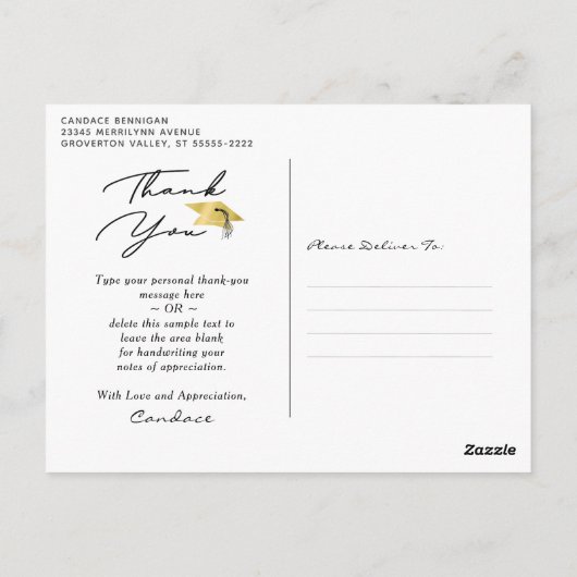 Minimalistisches Script Black Gold Abschluss Viele Postkarte (Rückseite)