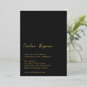 Minimalistisches Script Black Modern Wedding Gold Folieneinladung (Stehend vorne)