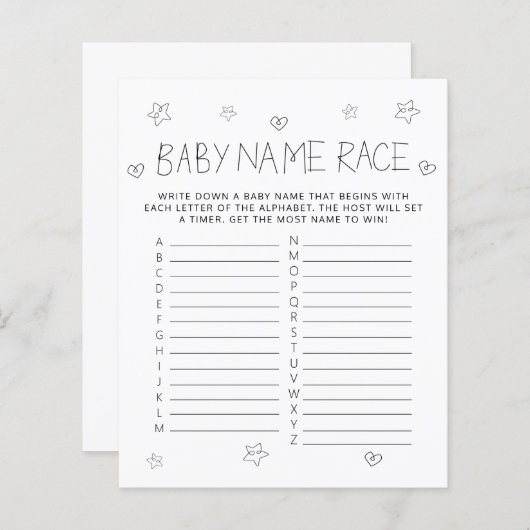 Minimalistisches Script Black Name Baby Showspiel (Vorne/Hinten)