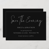 Minimalistisches Script Black Rettete den Abend Einladung (Vorne/Hinten)