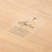 Minimalistisches Script Black Simple Baptisse Acryleinladungen (Ablage )