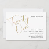 Minimalistisches Script Black und Gold 21. Geburts Einladung (Vorderseite)