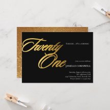 Minimalistisches Script Black und Gold 21. Geburts