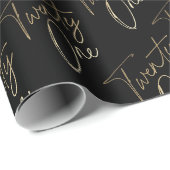 Minimalistisches Script Black und Gold 21. Geburts Geschenkpapier (Rolleneckpunkt)