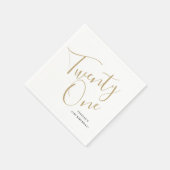 Minimalistisches Script Black und Gold 21. Geburts Serviette (Ecke)