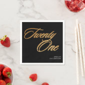 Minimalistisches Script Black und Gold 21. Geburts Serviette (Beispiel)