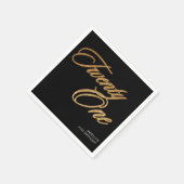 Minimalistisches Script Black und Gold 21. Geburts Serviette (Ecke)