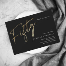 Minimalistisches Script Black und Gold 50. Geburts