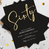Minimalistisches Script Black und Gold 60. Geburts Einladung