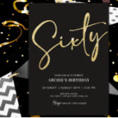 Minimalistisches Script Black und Gold 60. Geburts Einladung