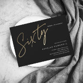 Minimalistisches Script Black und Gold 60. Geburts Einladung