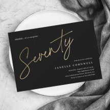 Minimalistisches Script Black und Gold 70. Geburts