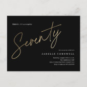 Minimalistisches Script Black und Gold 70. Geburts Postkarte (Vorderseite)