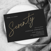 Minimalistisches Script Black und Gold 70. Geburts