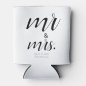 Minimalistisches Script Black & White Mr & Mrs Wed Dosenkühler (Vorderseite)