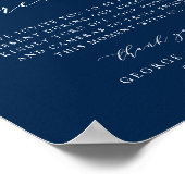 Minimalistisches Script Blue Unplugged Hochzeitsfe Poster (Ecke)