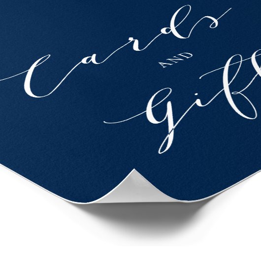Minimalistisches Script Blue Wedding Cards und Ges Poster (Ecke)