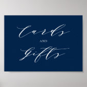 Minimalistisches Script Blue Wedding Cards und Ges Poster (Vorne)