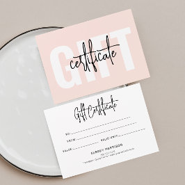 Minimalistisches Script Blush Pink Geschenkzertifi