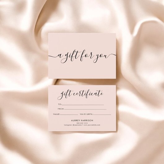 Minimalistisches Script Blush Pink Geschenkzertifi
