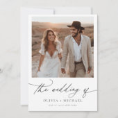 Minimalistisches Script Boho Foto Wedding Einladung (Vorderseite)