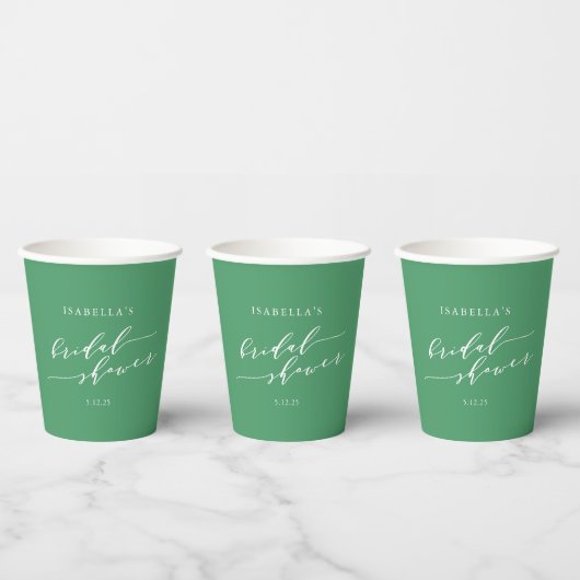 Minimalistisches Script Brautparty Kelly Green Pappbecher (Multi)