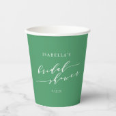 Minimalistisches Script Brautparty Kelly Green Pappbecher (Vorderseite)