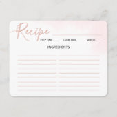 Minimalistisches Script Brautparty Rezept Card. Begleitkarte (Vorderseite)