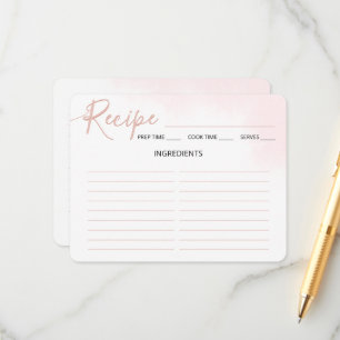Minimalistisches Script Brautparty Rezept Card. Begleitkarte