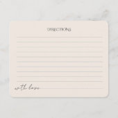 Minimalistisches Script Brautparty Rezept Card. Begleitkarte (Rückseite)