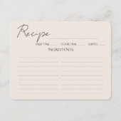 Minimalistisches Script Brautparty Rezept Card. Begleitkarte (Vorderseite)