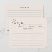 Minimalistisches Script Brautparty Rezept Card. Begleitkarte (Vorne/Hinten)