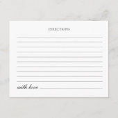 Minimalistisches Script Brautparty Rezept Card. Begleitkarte (Rückseite)