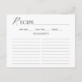 Minimalistisches Script Brautparty Rezept Card. Begleitkarte