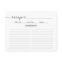 Minimalistisches Script Brautparty Rezept Card.