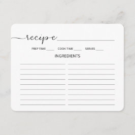 Minimalistisches Script Brautparty Rezept Card. Begleitkarte
