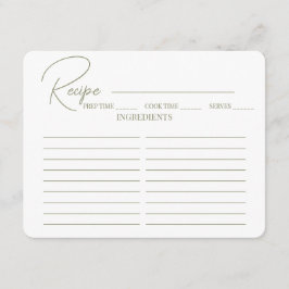 Minimalistisches Script Brautparty Rezept Card. Begleitkarte