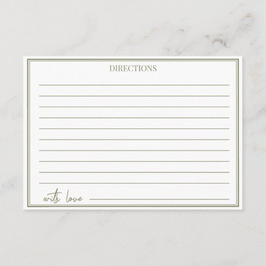 Minimalistisches Script Brautparty Rezept Card. Begleitkarte (Rückseite)