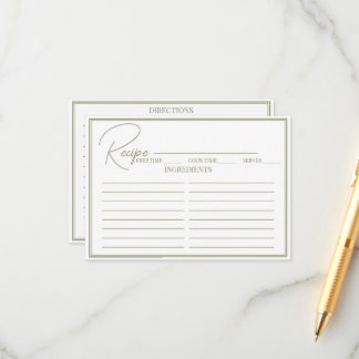 Minimalistisches Script Brautparty Rezept Card. Begleitkarte
