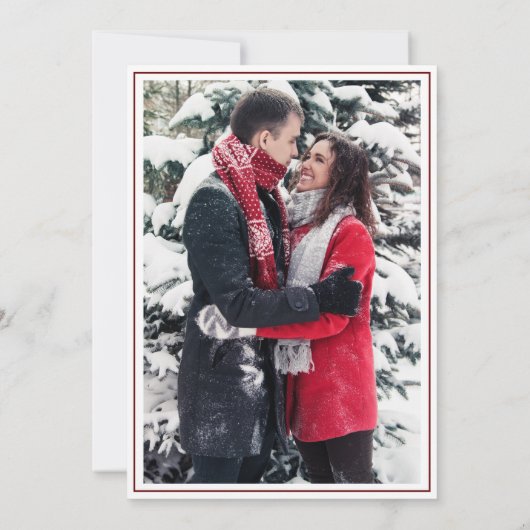 Minimalistisches Script Burgundy Dark Red Foto Wed Einladung (Rückseite)