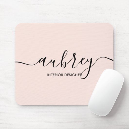 Minimalistisches Script Calligraphy Blush Pink Mou Mousepad (Mit Mouse)