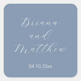 Minimalistisches Script Calligraphy Dusty Blue Quadratischer Aufkleber